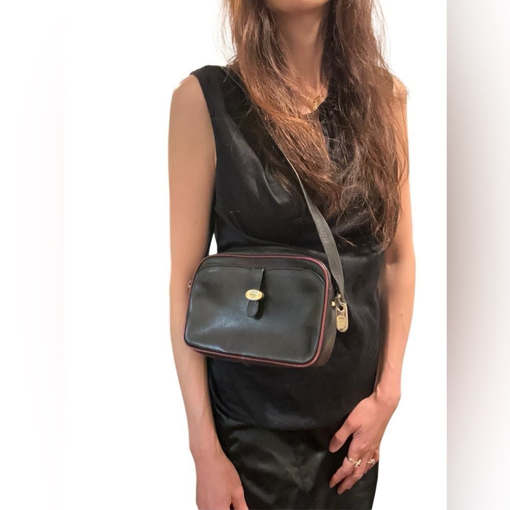 Gucci Black Leather Bag with Gold Logo